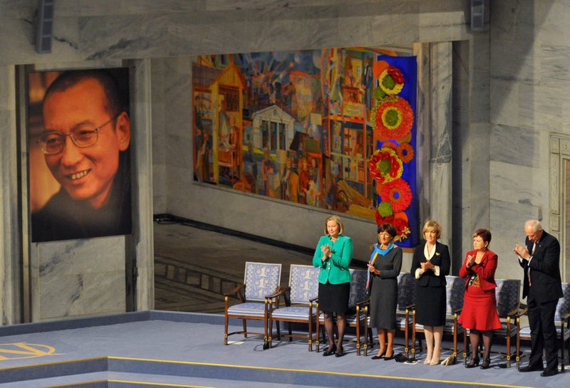 Sæti Liu Xiaobo var autt við athöfnina í desember árið 2010.