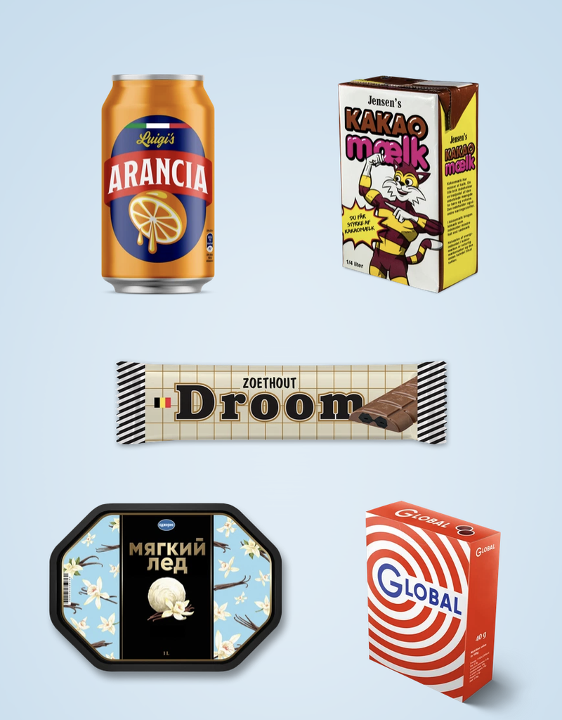 „Íslenskt skiptir máli“-herferðin þar sem búið er að breyta íslenskum vörum með því að setja áletranir á erlendu tungumáli. Mynd: Skjáskot/www.islensktskiptirmali.is