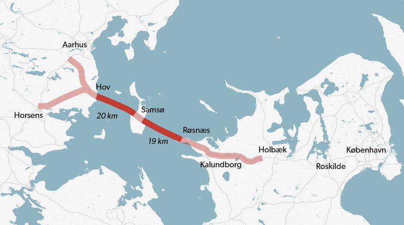 Hér má sjá áætlunina að hugsanlegri Kattegat-tengingu.
