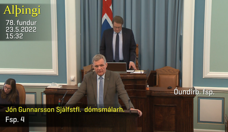 Jón Gunnarsson á Alþingi í dag. Mynd: Skjáskot/Alþingi