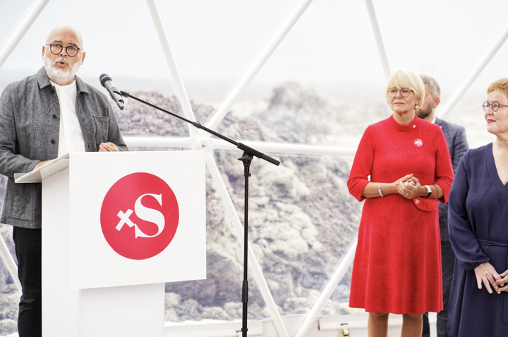 Logi Einarsson formaður Samfylkingarinnar heldur ræðu á fundinum í dag.