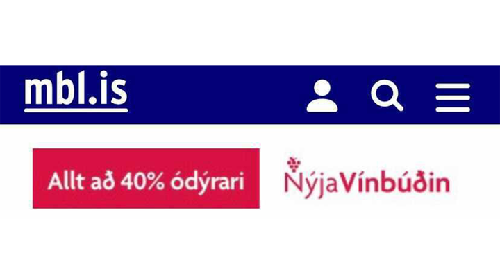 Auglýsingaborðinn sem Nýja vínbúðin keypti á vef mbl.is.