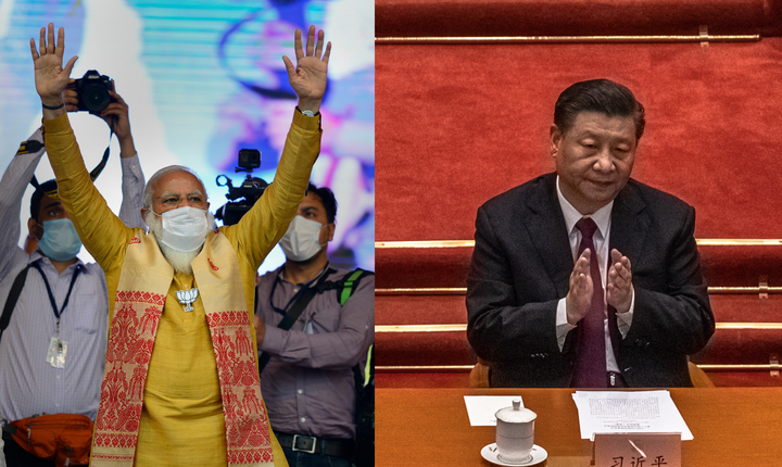Narendra Modi, forseti Indlands, og Xi Jinping, forseti Kína.