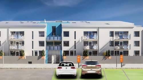 Fyrirhuguð rafbílahleðslustöð við nýbyggingu. Mynd: Orkuveita Reykjavíkur