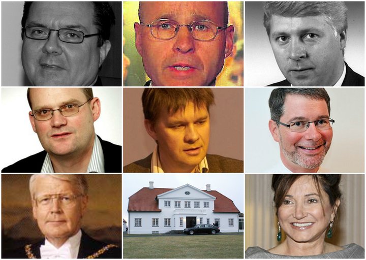 Hrólfur Ölvisson, Helgi S. Guðmundsson, Finnur Ingólfsson, Kári Arnór Kárason, Kristján Örn Sigurðsson, Vilhjálmur Þorsteinsson, Ólafur Ragnar Grímsson og Dorrit Moussaieff.