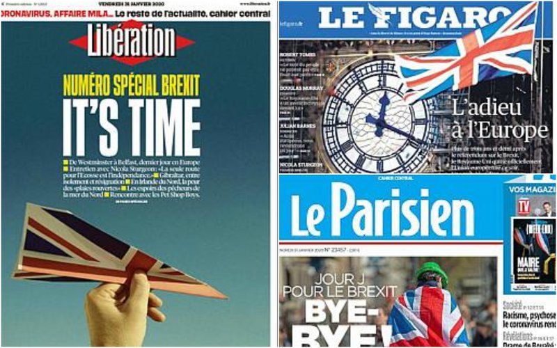 Forsíður nokkurra franskra dagblaða vegna Brexit.