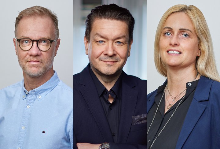 Einar Örn Ólafsson, stjórnarformaður Play, Birgir Jónsson, forstjóri félagsins, og María Rúnarsdóttir, stjórnarmaður í Play.