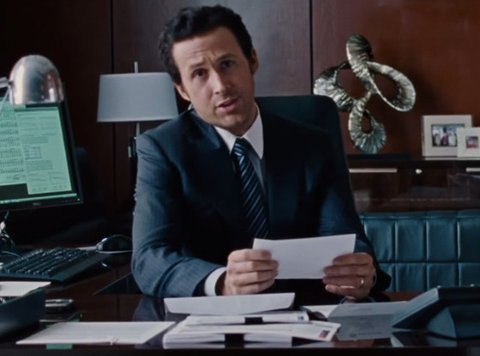 Ryan Gosling í hlutverki sínu sem Greg Lippman í The Big Short.