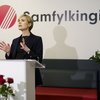 Kristrún Frostadóttir formaður Samfylkingarinnar á blaðamannafundinum í dag.