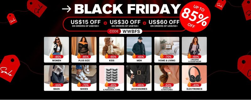 Hægt var að fá flíkur á eitt penní, minna en eina krónu, á Black Friday útsölu Shein í nóvember. Skjáskot: Shein