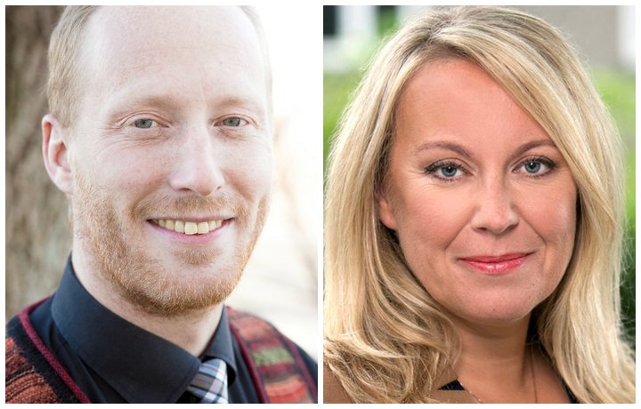 Edward H. Huijbens varaformaður VG og Sigríður Á. Andersen dómsmálaráðherra.