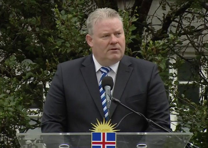 Sigurður Ingi Jóhannsson flutti hátíðarræðu á Austurvelli í dag.