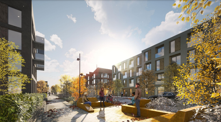 Teikning af mögulegri götumynd í Nýja-Skerjafirði.