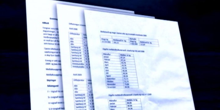 Skjáskot af skjalinu í Kastljósþættinum