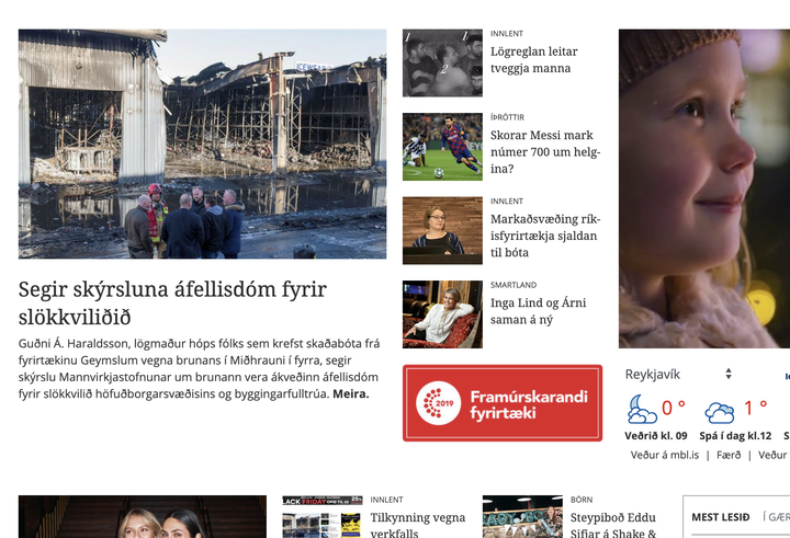 Forsíða Mbl.is 29. nóvember 2019