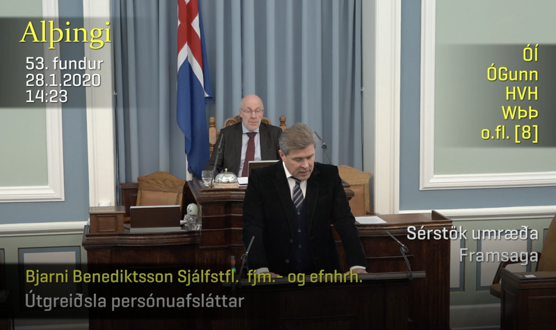 Bjarni Benediktsson Mynd: Skjáskot/Alþingi