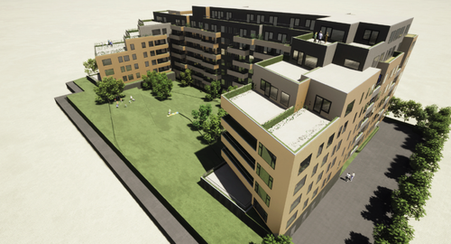 Húsið á að verða á 4-8 hæðum, með þjónustu á jarðhðæ sem snýr út að Sóltúni. Mynd: Úr deiliskipulagstillögu