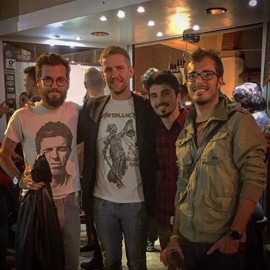 Stefán Magnússon í góðra vina hópi á Ítalíu, þar sem hann kynnti sér hvernig Hard Rock Café keðjan virkar.