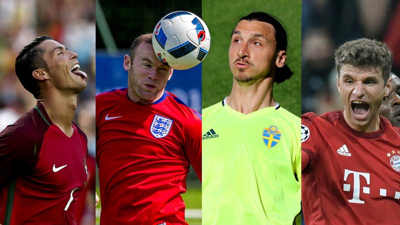 Christiano Ronaldo, Wayne Rooney, Zlatan Ibrahimovich og Thomas Müller.