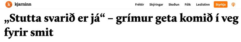 Skjáskot af vef Kjarnans