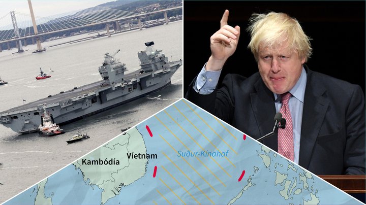 Bretar ætla að senda tvö glæný flugmóðurskip í Suður-Kínhaf til þess að tryggja réttmæti alþjóðlegra hafréttarlaga.