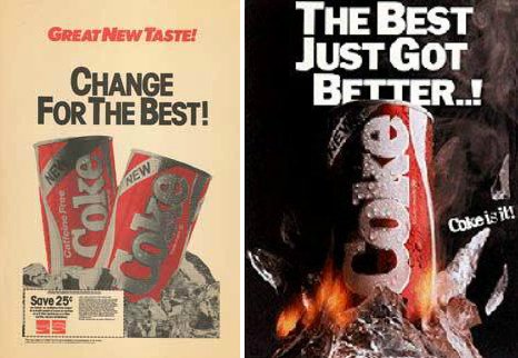 Ætlun Coca-Cola var að líkja eftir bragði Pepsi og Diet Coke. Það féll ekki í góðan jarðveg.