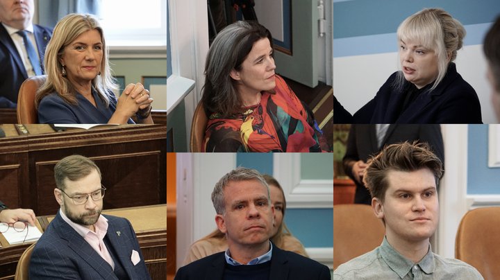 Efri röð: Hanna Katrín, Helga Vala og Þórhildur Sunna. Neðri röð: Björn Leví, Sigmar og Jóhann Páll.