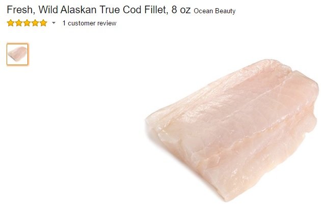 Þorskur til sölu í netverslun Amazon Fresh, sem er mest ört vaxandi ferskuvöruverlsun heims. 