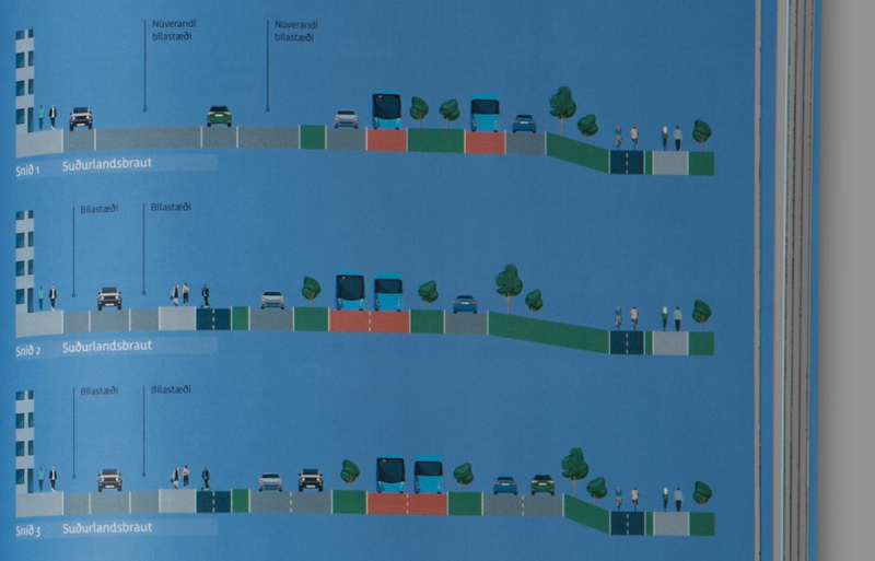 Ný landnýting á Suðurlandsbraut var dregin upp í frumdragaskýrslu Borgarlínu. Mynd: Borgarlína