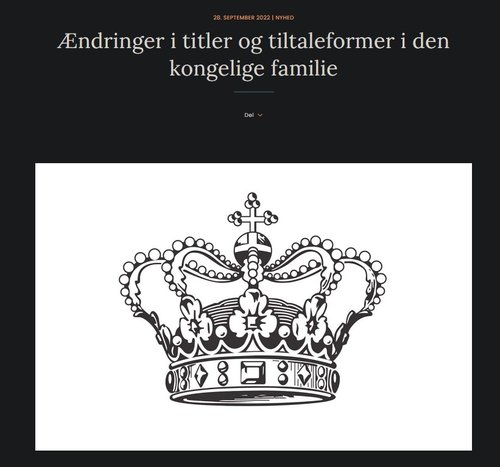 Tilkynningin frá dönsku krúnunni barst á þriðjudag.