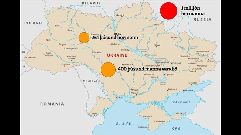 Rússar eru með eina milljón hermanna við landamæri Úkraínu. Úkraínumenn sjálfir eru með 261 þúsund hermenn og um 400 þúsund manna varalið, mest fyrrverandi hermenn. Mynd: Shuttestsock.