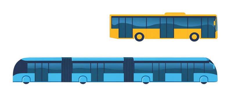 Vagnar Borgarlínu eiga að verða langir liðvagnar. Mynd: Úr Borgarsýn Umhverfis- og skipulagssviðs.