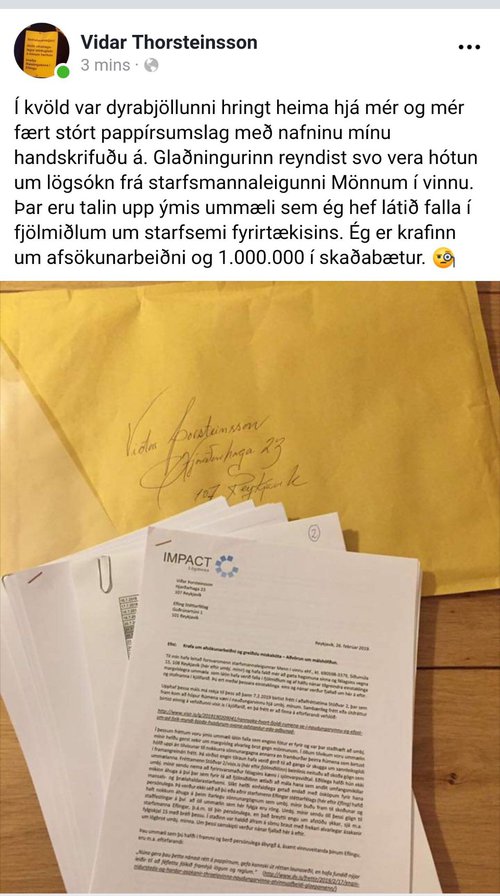 Skjáskot af Facebook-síðu Viðars