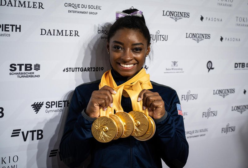 Simone Biles hefur unnið allt sem hægt er að vinna í fimleikaheiminum. Nú æfir hún fyrir Ólympíuleikana 2021. Mynd: EPA.