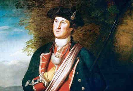 Washington í herbúningi Virginíu.